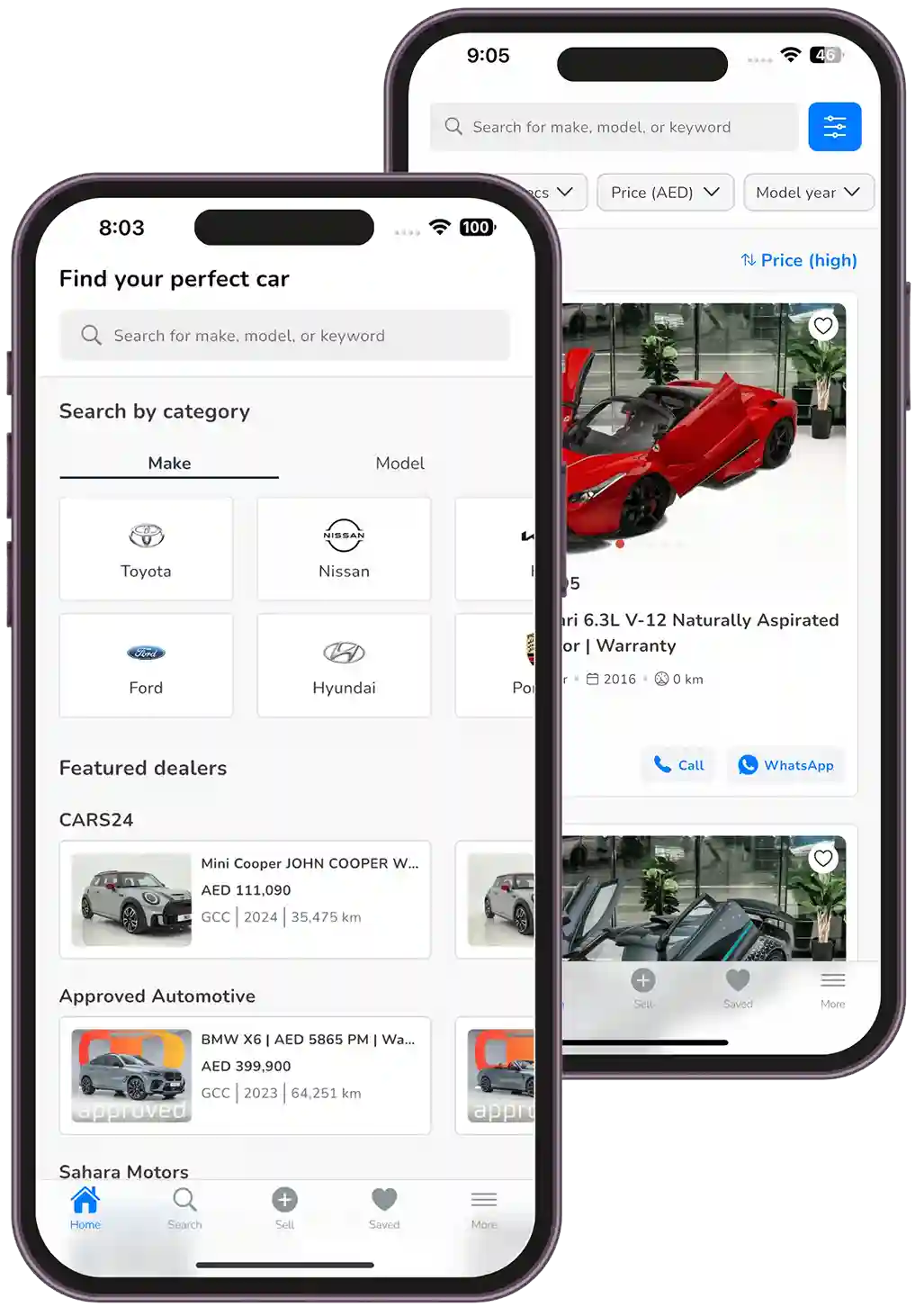 Dubicars app on mobile